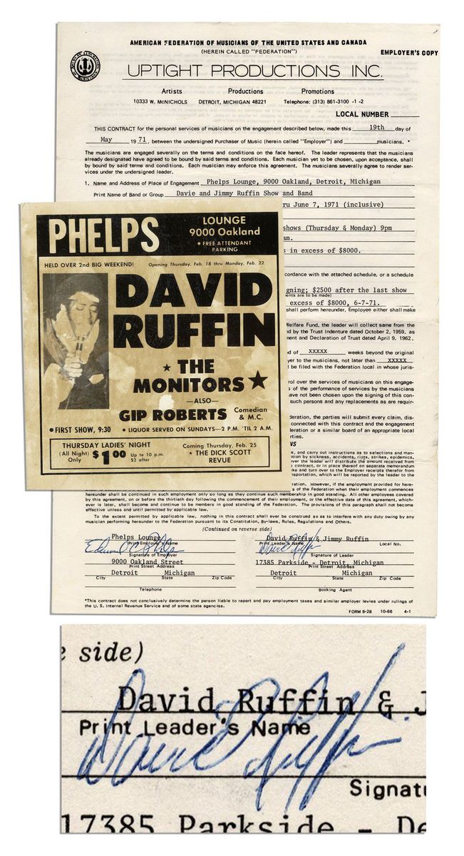Temptations Vocalist David Ruffin Contract Signed