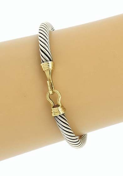 David Yurman Sterling 14k Gold Cable Buckle Bracelet