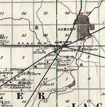 De Kalb County Indiana 1876 Map 14x17 Auburn Waterloo