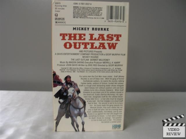 The Last Outlaw VHS Mickey Rourke Dermot Mulroney 026359097034