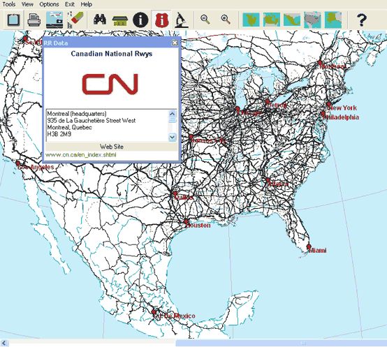 North American Railroad Atlas Software Detailed Map