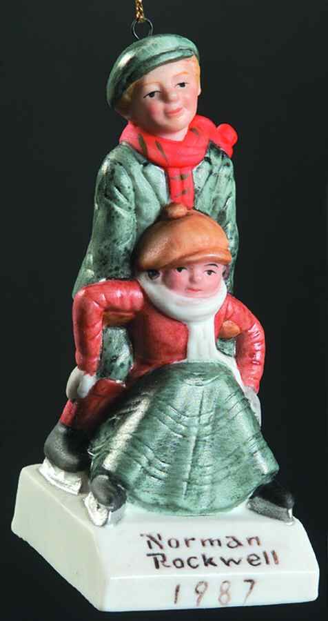 David Grossman Norman Rockwell Figural Ornament 1987 Skating Lesson