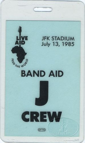 LIVE AID 1985 CREW LAMINATED BACKSTAGE PASS Madonna Bob Dylan Eric