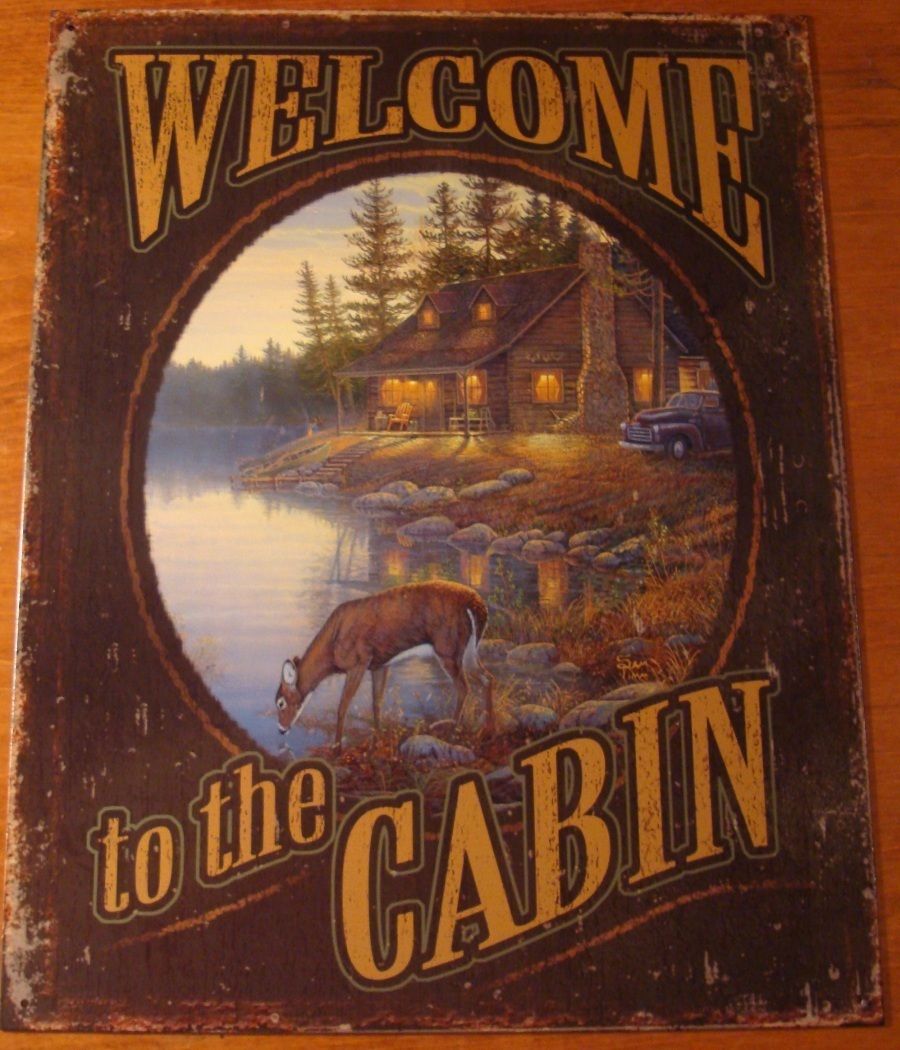  TO THE CABIN Rustic Log Cabin Primitive Deer Lodge Home Decor Sign NEW