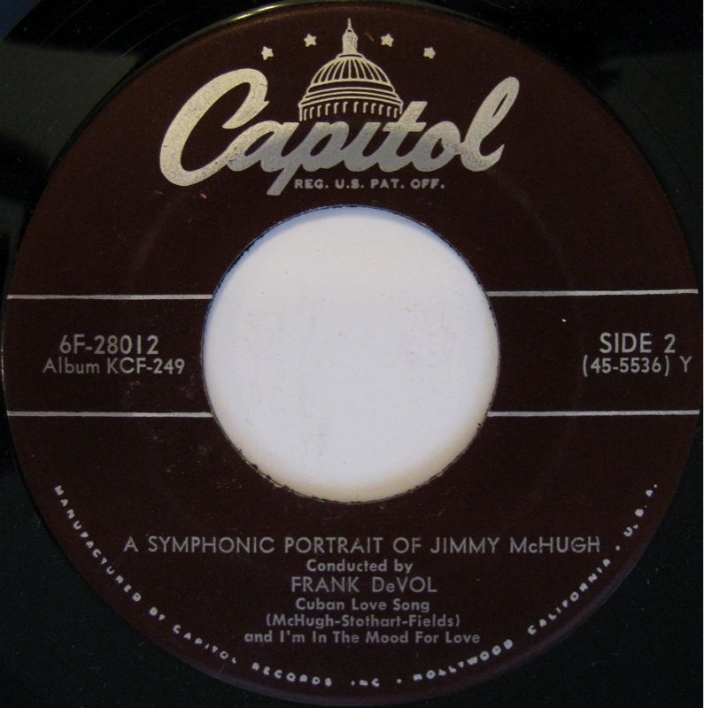 Frank Devol Plays Jimmy McHugh Lot of 3 45s on Capital