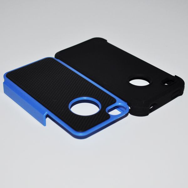 Blue Defender Combo Soft Gel Hard Cover Case for iPhone 4G 4 4S New