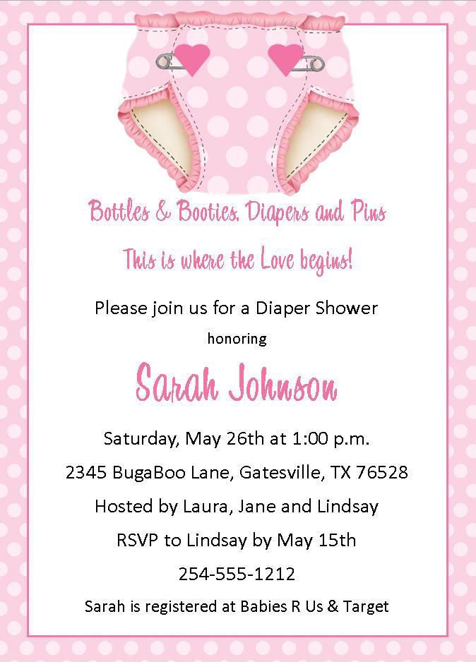  24 Polka Dot Diaper Baby Shower Invitations