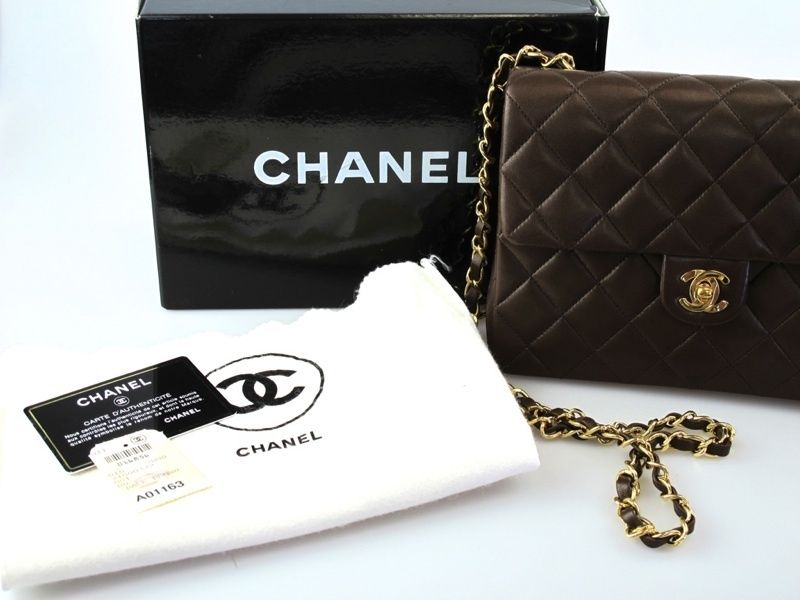 Chanel Flap Handbag Vintage 1991 Lambskin Leather at Socialite