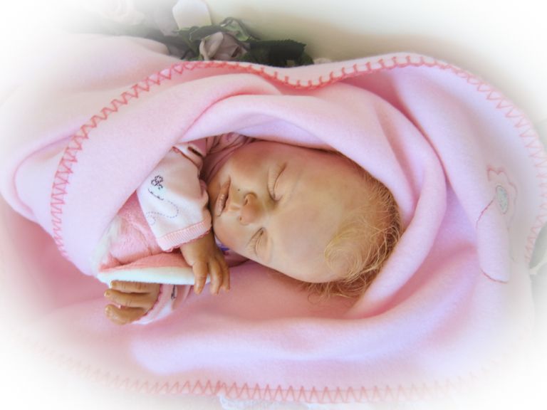 Reborn Baby Doll Sweet Baby Girl Deborah with Human Hair No Animal