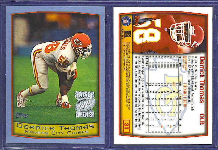 Derrick Thomas 1999 Topps Season Opener #31 Chiefs Alabama (RIP 2000