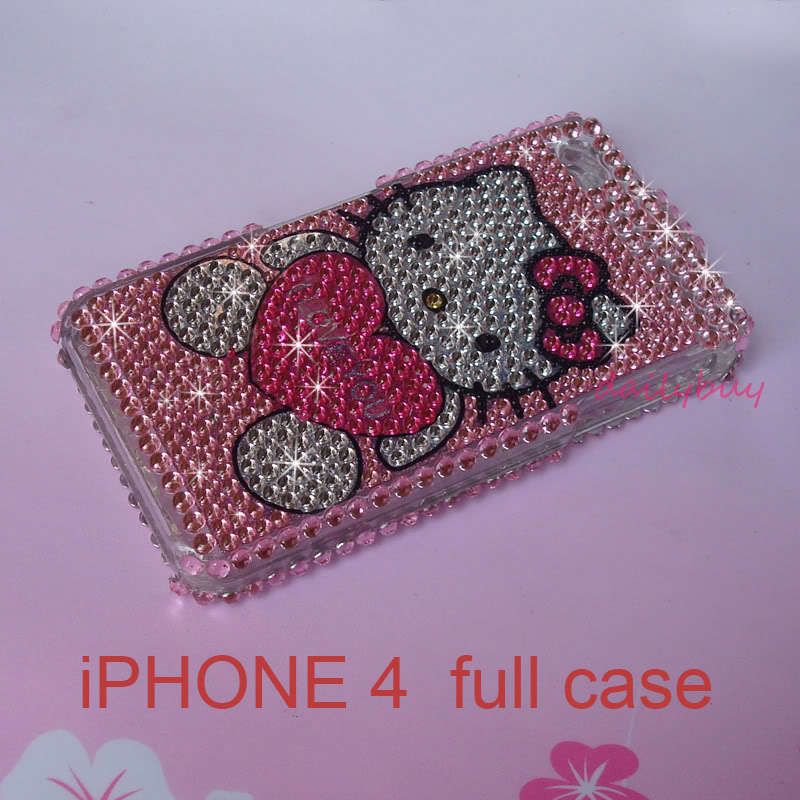 Hello Kitty Bling Diamond Crystal Hardy Case Cover Skin For iPhone 4G