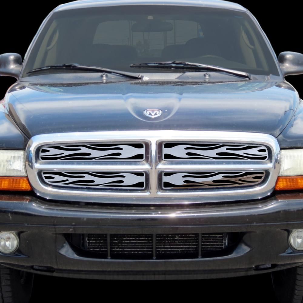 Dodge Durango 97 04 Chrome Flame Fire Grille Insert Stainless Steel