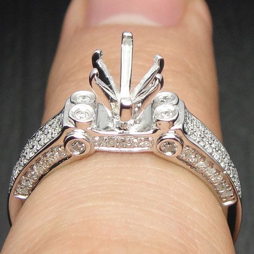 10X6mm Marquise Diamond Semi mount Engagement Ring Solid 14K White