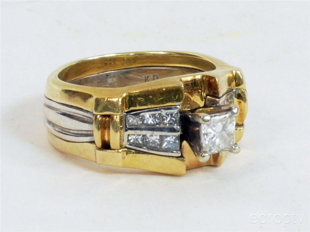 Stunning Custom 18K Princess Cut Diamond 15 Gram Gold Solitaire