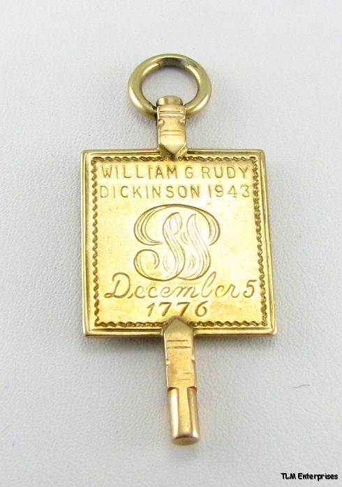 PHI Beta Kappa Fraternity 1943 Dickinson 10K Gold Key