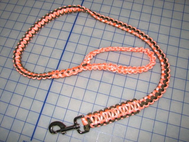 USGI USA Made Cord Paracord Dog Leash Tied Cobra Stitch 550 Orange 3 1