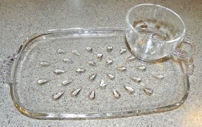 11 Vintage Glass Square Oval Luncheon Snack Sets Dine