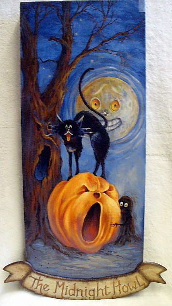  Art Halloween Black Cat Moon Pumpkin s Dominguez 