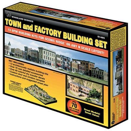 Woodland Scenics N Scale Scenic Ridge Town and Factory Building Set