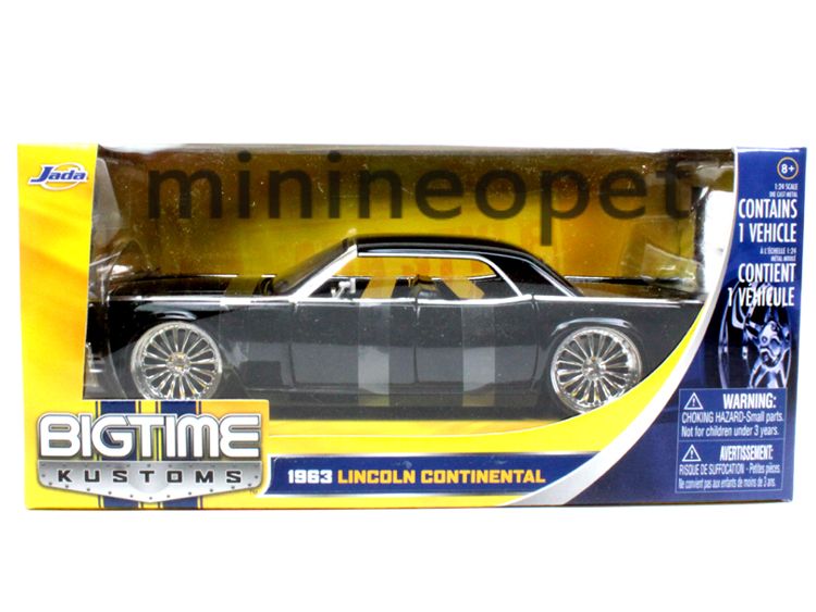 JADA BIGTIME 1963 63 LINCOLN CONTINENTAL 1/24 DIECAST BLACK dub WHEELS