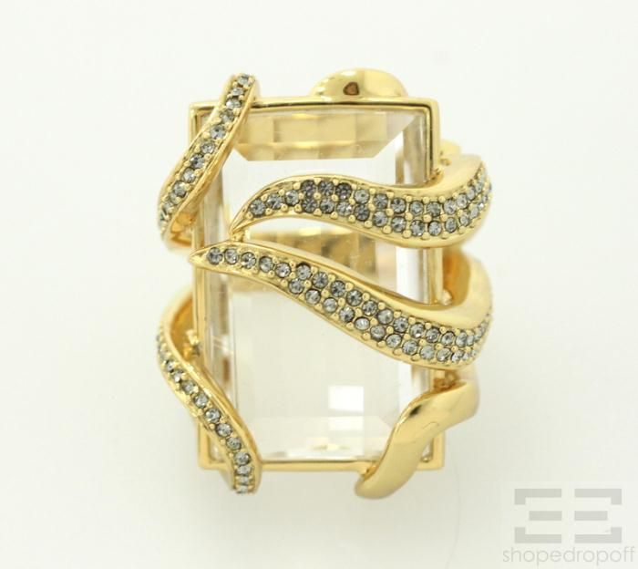 Tony Duquette for Coach Gold Plated Sterling Silver Jeweled Stone Ring