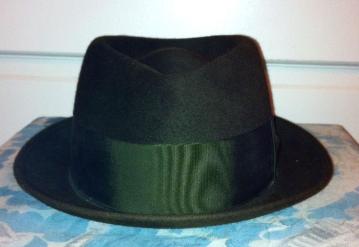 Dobbs Dark Green Long Oval Fedora Porkpie