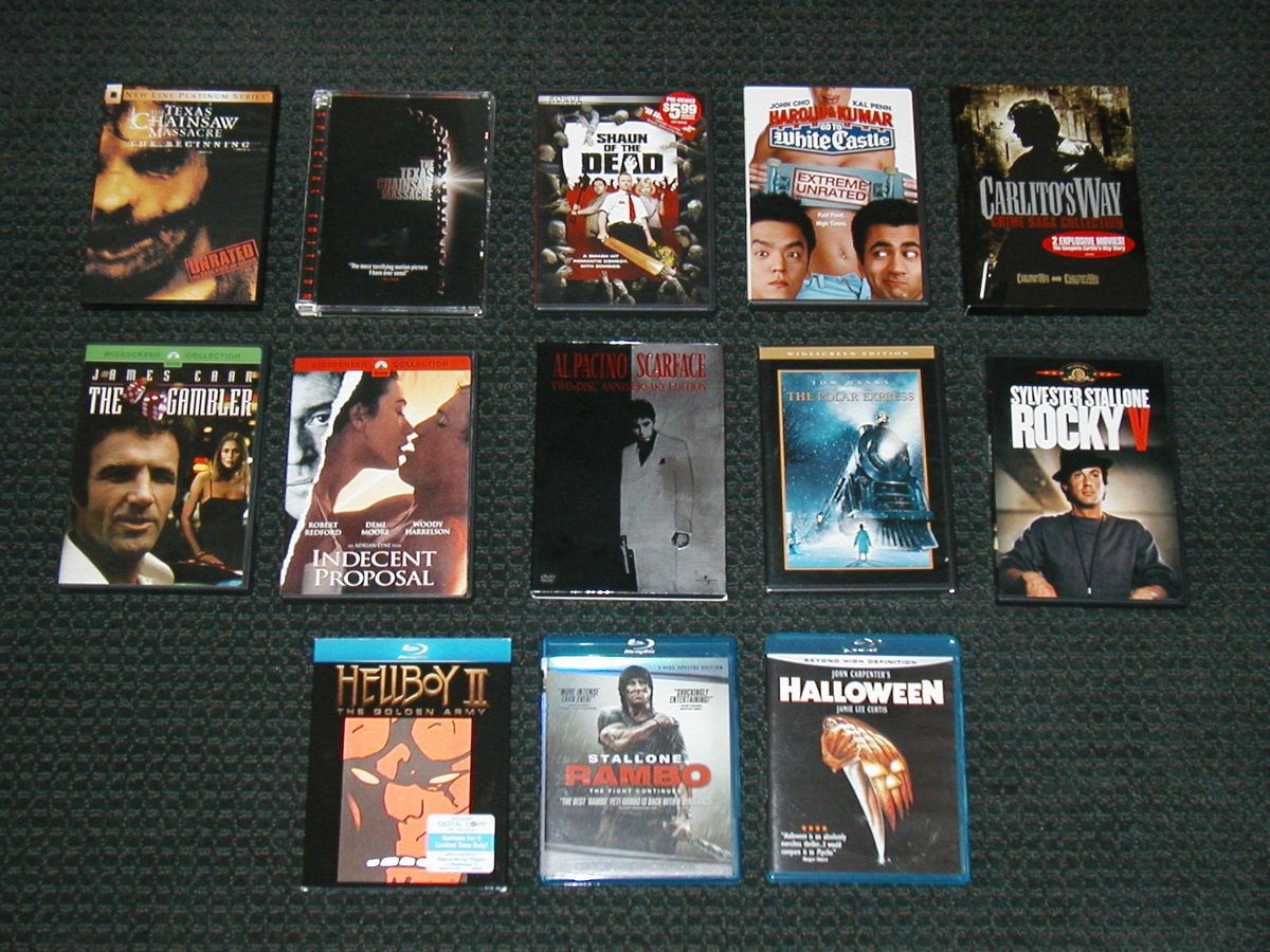 LOT OF 13 DVDs BLU RAYs ADULT OWNED MINT CDS SOME NEVER VIEWED