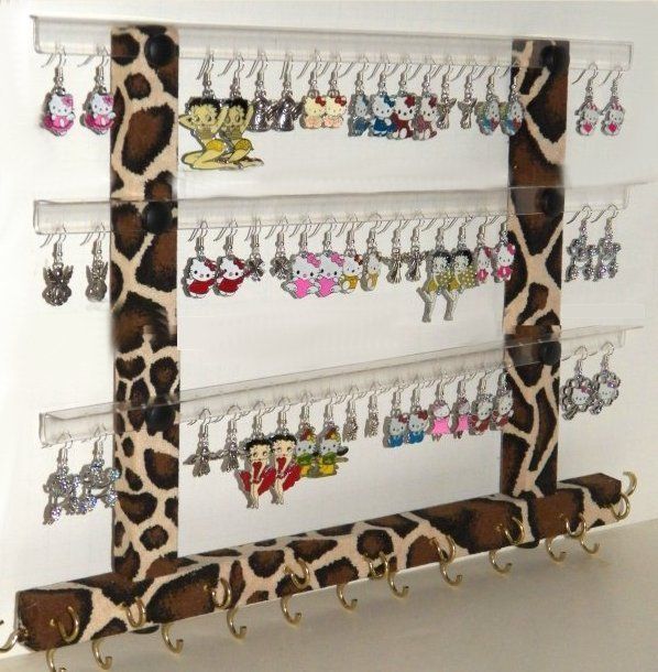 Mini Jewelry Organizer Earring Holder Rack Glitzy Girl 28 Fabric