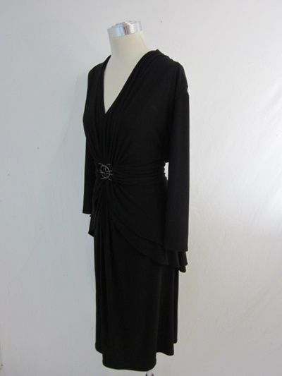 New Jones New York Black Jersey Polished Drama Dress 14W $138