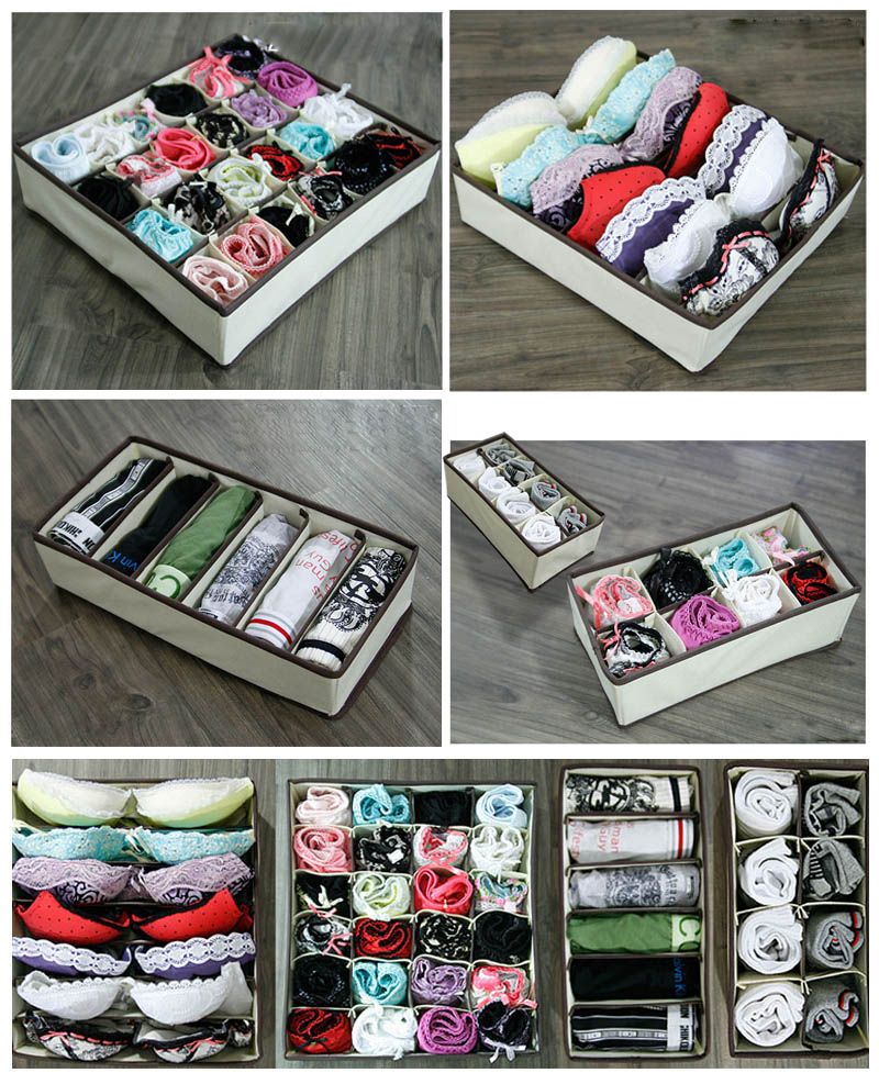 Drawer Organizer 4items Set 6 / 7 / 24 / 8 Socks Bra Leggings Panties