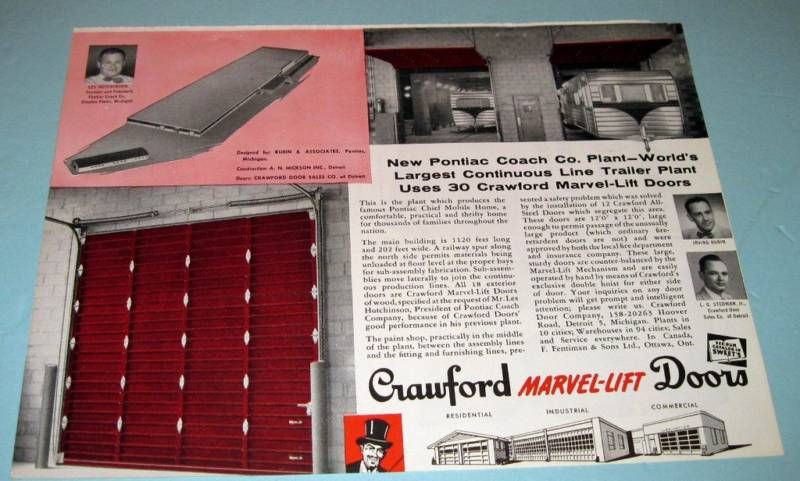  images of Pontiac Coach in Drayton Plains MI for Crawford Door 1954 Ad