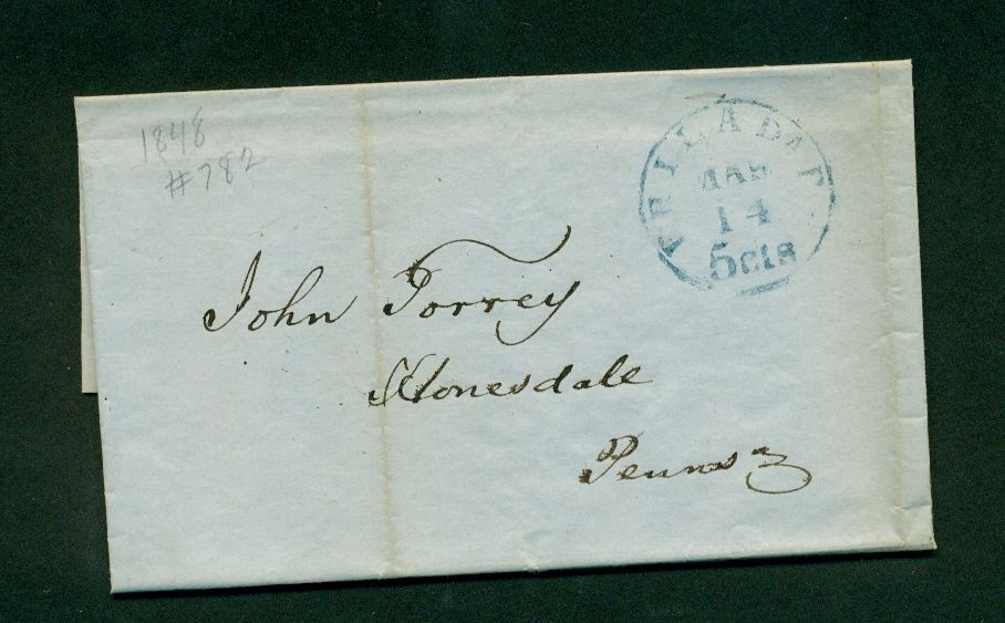 1848 Stampless FL Philadelphia EX Thompson