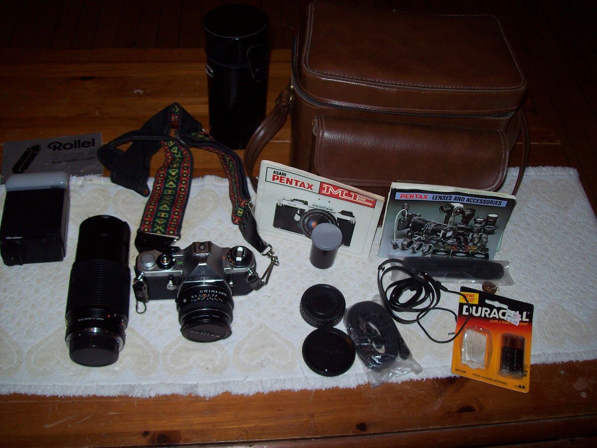  Asahi Pentax Me 35mm SLR Camera Lenses Flash More