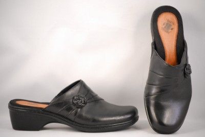 Womens Earth Origins Dream Black Leather Casual Mules US 8