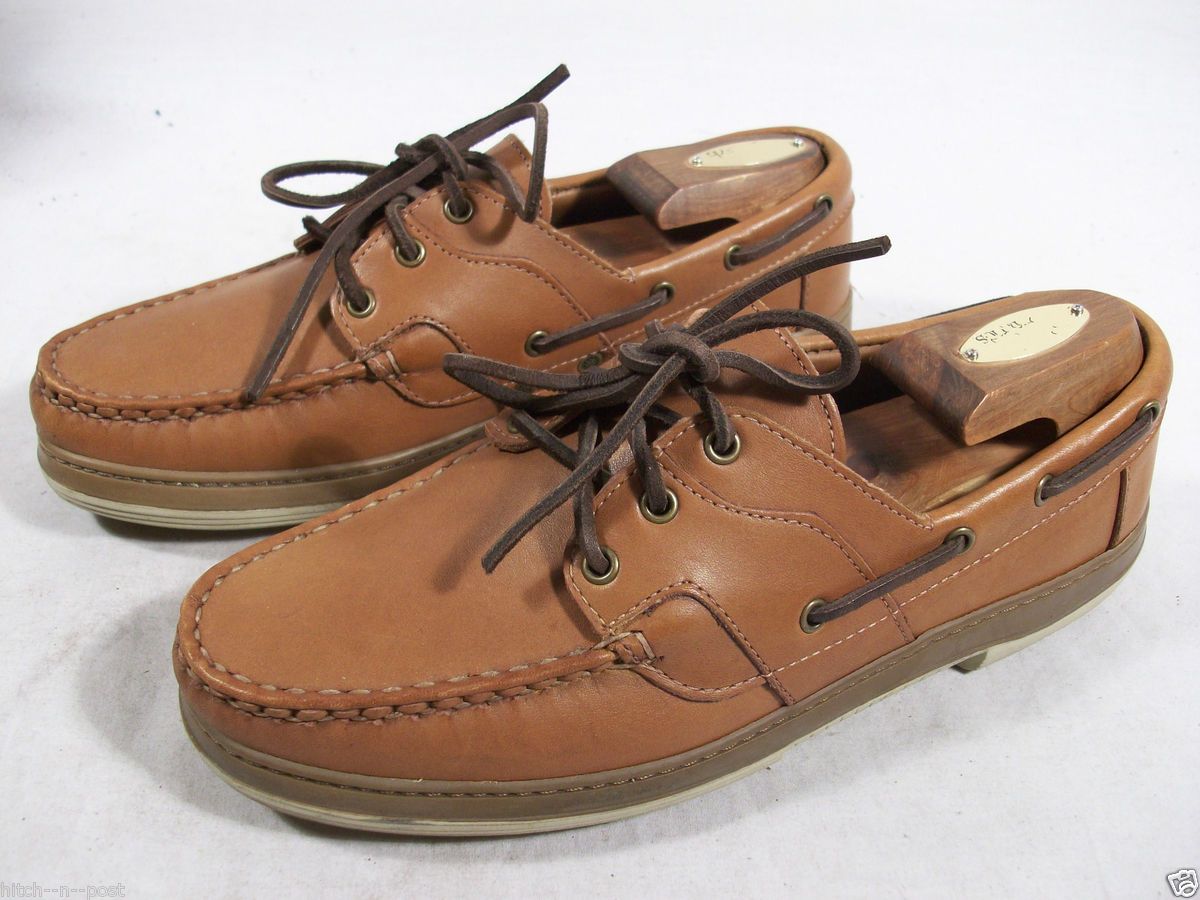 Allen Edmonds Mens Eastport Lace Up Boat Shoes Tan Leather 8 E Wide $