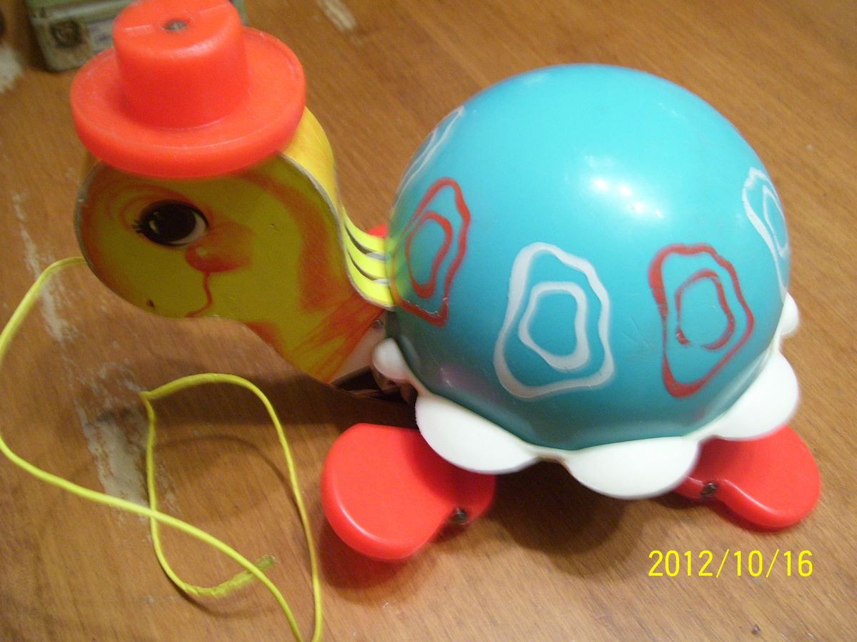  1962 Fisher Price Wood and Plastic Pull Turtle 773 East Aurora