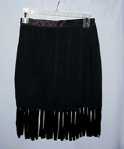 WOMENS PLATINUM BY DOROTHY SCHOELEN BLACK SKIRT W 6 FRINGE SIZE 6 NWT