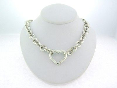 Genuine Tiffany & Co Sterling Silver Heart Clasp Link Necklace Limited