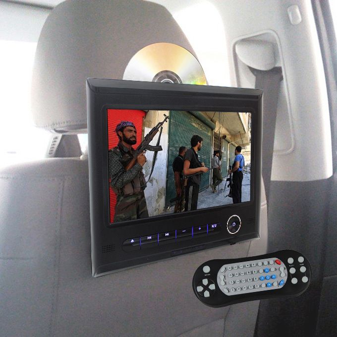  LCD Built in Car Headrest Monitor Video DVD SD USB Player Black