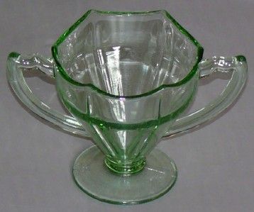 Liberty Glass Green Depression Cream Sugar Egg Harbor