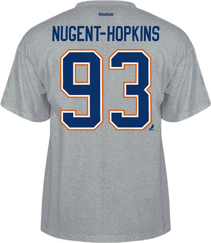 Edmonton Oilers Ryan Nugent Hopkins Grey Reebok Player Jersey T Shirt