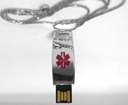 Dod Tag Necklace Mini EHR EMR Medical Alert ID NIB USB Electronic