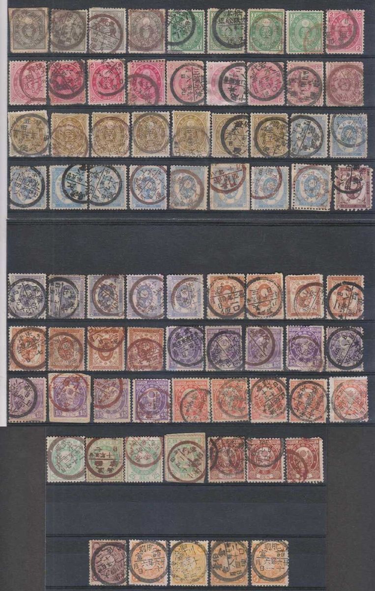 JAPAN 1883 99 Sc 72 thru 83 EIGHTY FOUR STAMPS SINGLE CIRCLE PTMKS