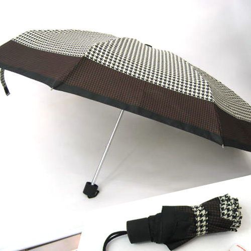 E40 Compact Mans Unisex Houndtooth Pattern Umbrella