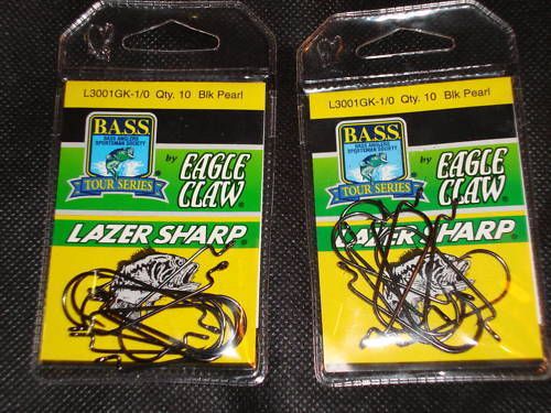 Fish Hooks Eagle Claw BASS Tour Series Lazer Sharp 1 0 Offset Total 20