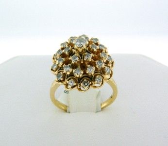 Beautiful Vintage Solid 14k Yellow Gold Diamond Harem Princess Ring 1