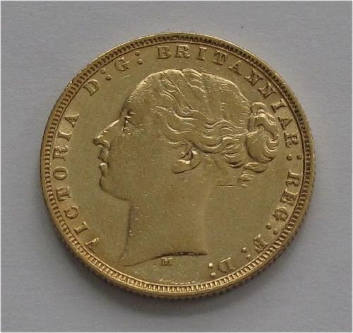 England Gold Coin Sovereign Victoria 1874 XF Melburne