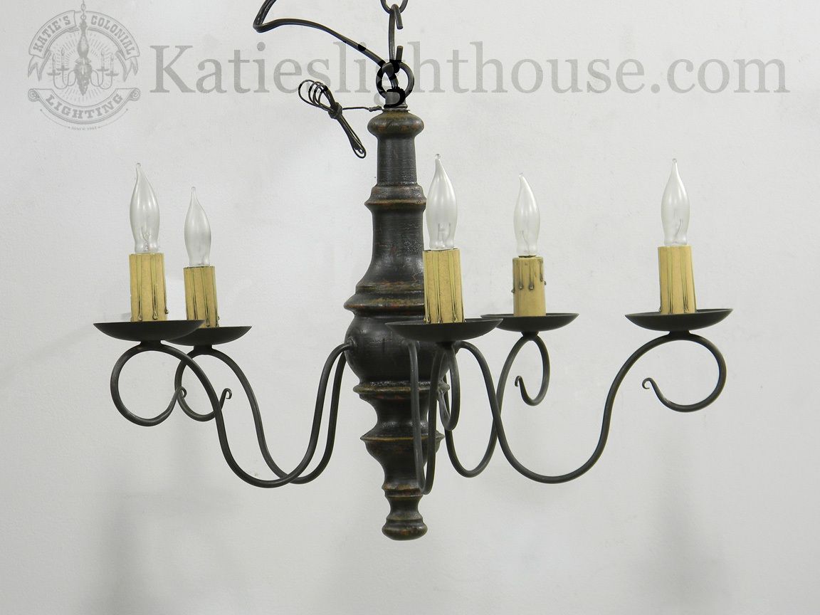 Primitive Colonial Lighting Elders Son I Wood Chandelier