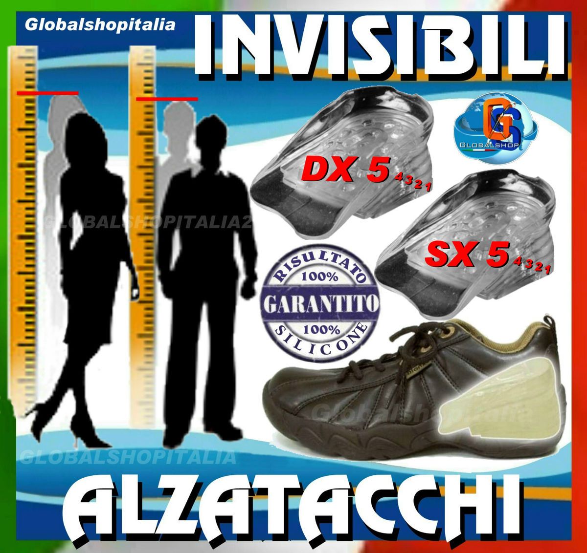 Alzatacco Soletta Alza Tacco Plantare Gel Alza Statura Fino 5 cm