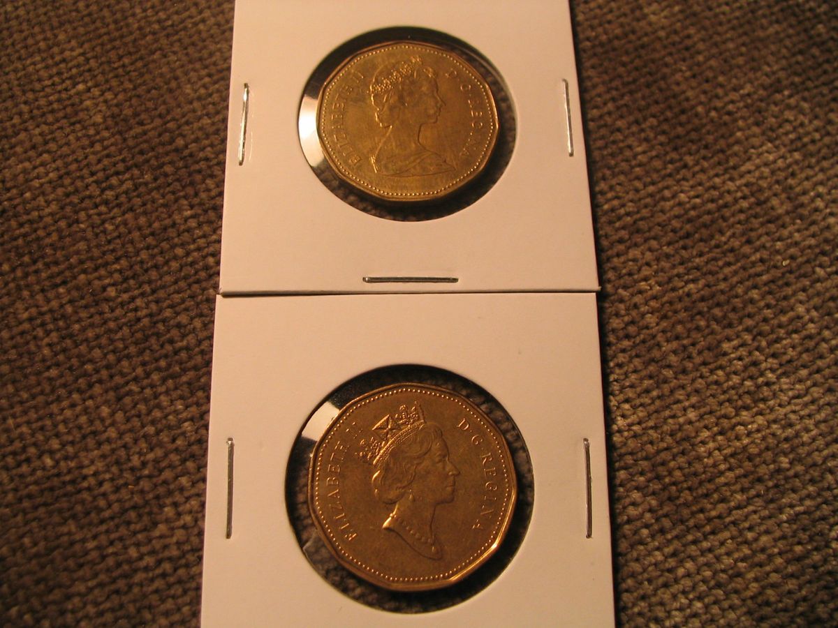 1989 + 1990 Canada Loon $1 Dollar Coin Elizabeth II D.G. Regina